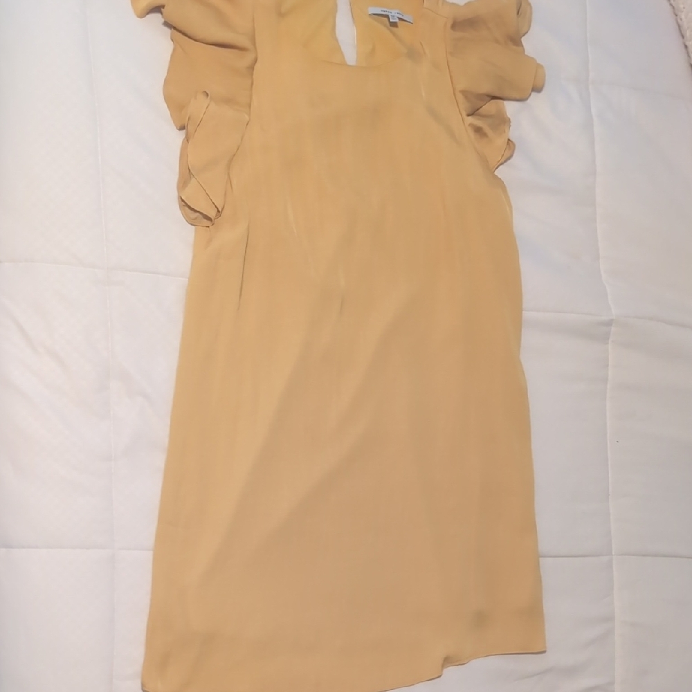 Naked Zebra Tan Flutter Sleeve Midi Dress